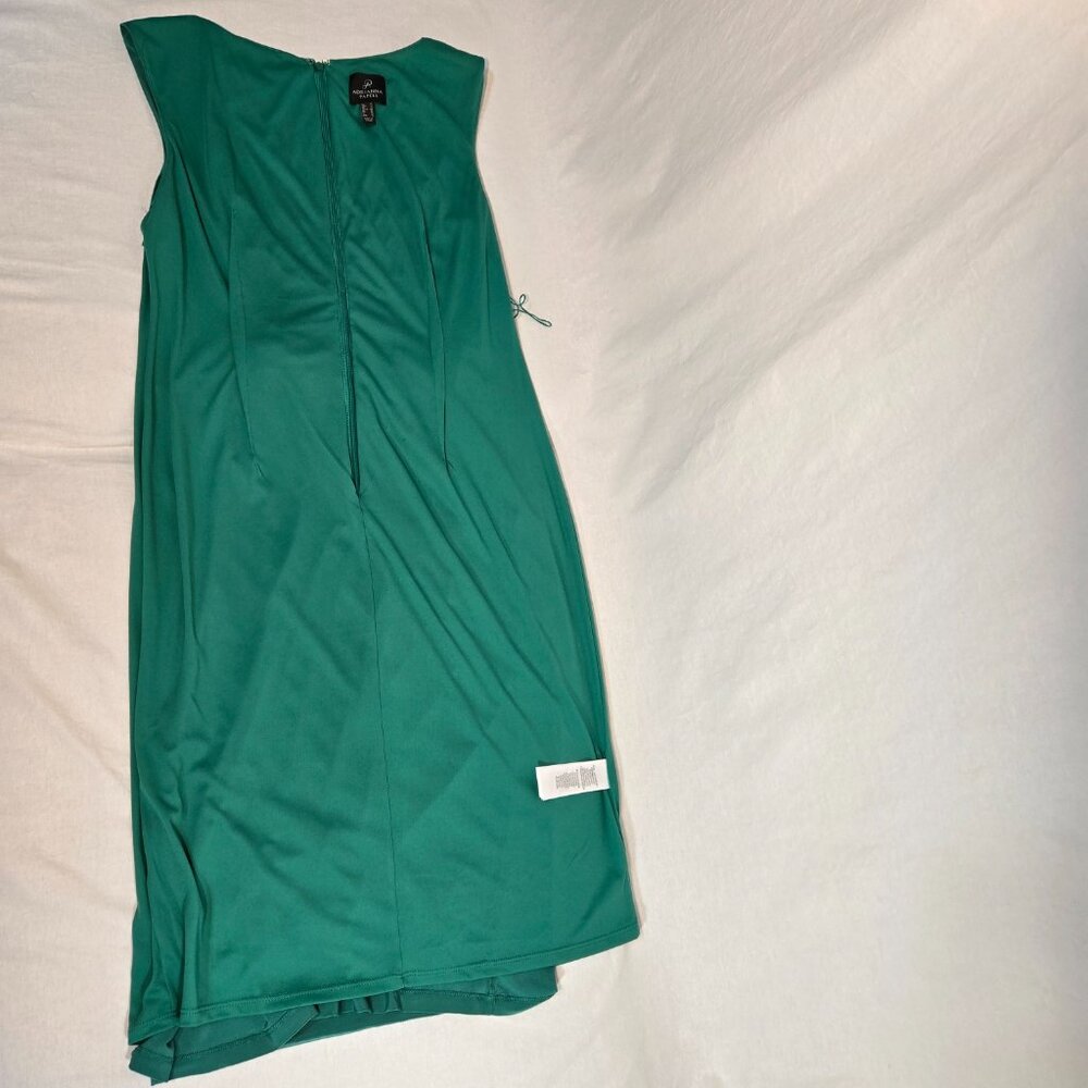 ADRIANNA PAPELL Old Money Stretchy Emerald Sleeveless Shift Dress Size 12 NEW! - Picture 6 of 16